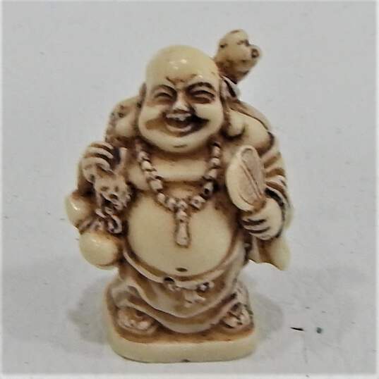 Happy Laughing Buddha Ivory Resin Figurines Set of 5 2 Inch image number 10