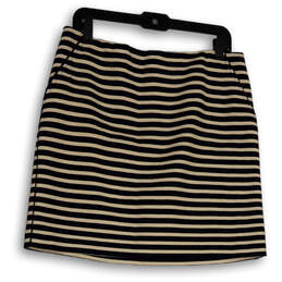 Womens Black White Striped Back Zip Short Straight & Pencil Skirt Size 8