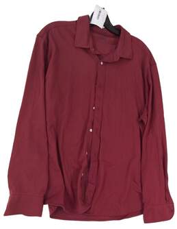 Untuck It Mens Burgundy Long Sleeves Spread Collar Button Up Shirt Size XL