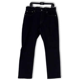 Mens Black Denim Dark Wash Stretch Pockets Straight Leg Jeans Size 33x30
