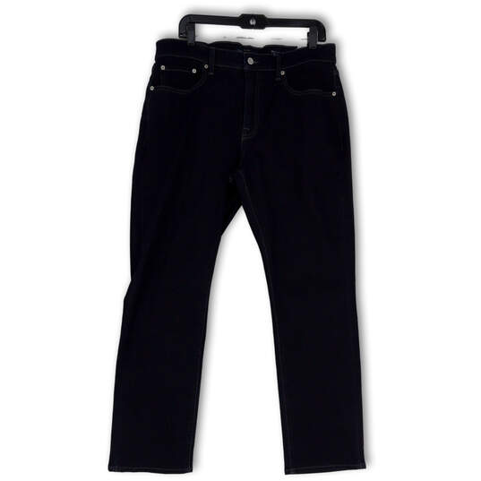 Mens Black Denim Dark Wash Stretch Pockets Straight Leg Jeans Size 33x30 image number 1