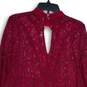 NWT Free People Womens Red Lace Bell Sleeve Asymmetrical Hem A-Line Dress Size L image number 4
