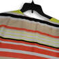 Womens Multicolor Striped Keyhole Neck Hi-low Hem Blouse Top Size Large image number 4