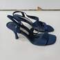 Women's French Navy Satin Nina Heels Size 8 1/2M With Box image number 4