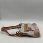 Tignanello Womens White Beige Leather Outer Pocket Zipper Crossbody Bag image number 3