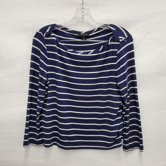 St. John WM's Blue & White Stripe Long Sleeve Blouse Size M image number 1