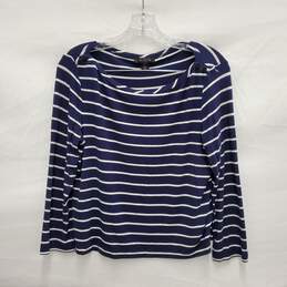 St. John WM's Blue & White Stripe Long Sleeve Blouse Size M