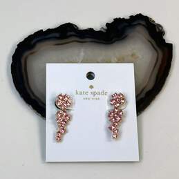 Designer Kate Spade New York Gold-Tone Pink Flower Ear Climbers Drop Earrings