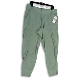 NWT Womens Green Flat Front Elastic Waist Pockets Jogger Pants Size XL alternative image
