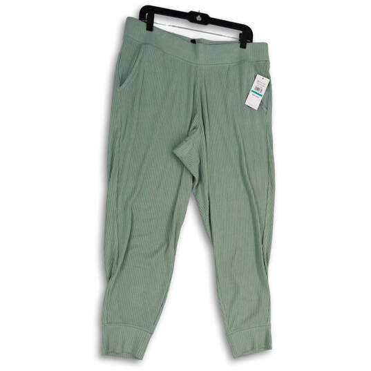 NWT Womens Green Flat Front Elastic Waist Pockets Jogger Pants Size XL image number 2