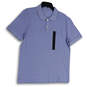 NWT Mens Blue Spread Collar Short Sleeve Button Front Polo Shirt Size M image number 1