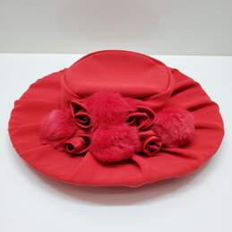 Milano Women's Red 100% Wool Felt H104 Pleated Crown Brim Hat