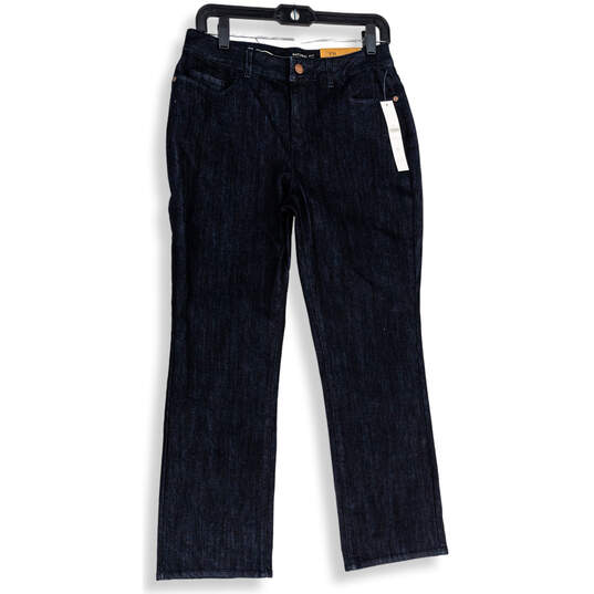 NWT Womens Blue Denim Dark Wash Natural Fit Mini Bootcut Leg Jeans Size 8P image number 1