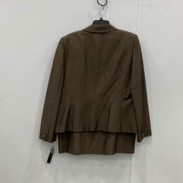 NWT Womens Brown Long Sleeve Peak Lapel Two Piece Skirt Suit Set Size 16 alternative image