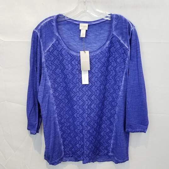 Chico's Lydia Lace 3/4 Sleeve Purple Fashion Top Women's Size 2 NWT image number 1
