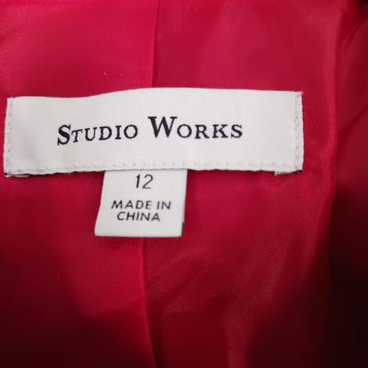 STUDIO WORKS WOMEN'S JACK OF HEARTS RED SUEDE LOOKING POLYESTER ZIP UP JACKET SIZE 12 NWT image number 3