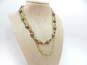Artisan 925 Brown & Green Pearls & Peridot & Ball Beaded Necklaces Tassels Drop Earrings & Puffed Circles & Squares Linked Bracelet 53g image number 6