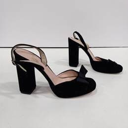 Kate Spade NY Briana Black Velvet Feel Sparkle Platform Block Heels Size 9M