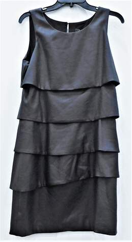 NWT Womens Black Multi Tiered Faux Leather Dress SZ 8