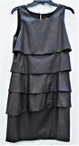 NWT Womens Black Multi Tiered Faux Leather Dress SZ 8 image number 1