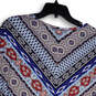 NWT Womens Blue Red Batik Short Sleeve V-Neck Pullover Tunic Top Size 2X image number 4