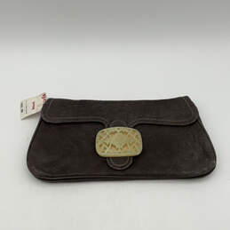NWT Womens Brown Pebble Leather Inner Pocket Magnetic Flap Clutch Wallet