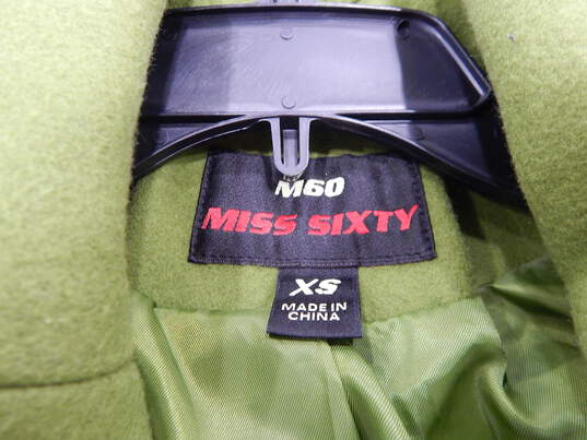 Women's Miss Sixty Green Mid Length Wool Coat Size Extra Small image number 4