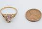 10k Yellow Gold Pink CZ Heart 'Love' Ring 2.5g image number 3