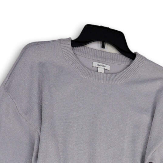 NWT Womens Silver Round Neck Long Sleeve Knitted Pullover Sweater Size M image number 3