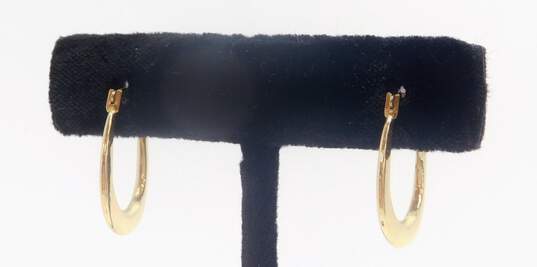 14K Yellow & White Gold Puffed Tapered Oblong & Etched Tube Hoop Earrings Variety 1.3g image number 2