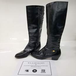 Salvatore Ferragamo Black Leather Knee High Boots Women's Size 8