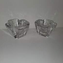 Orrefors Crystal Candle Holders Pair