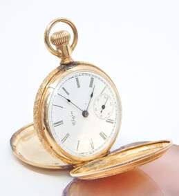 Antique Elgin 14K Gold 6925128 7 Jewels Roy MFG Co 26778 Etched Filigree Case Hunting Pocket Watch 32.2g