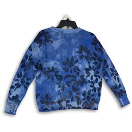 NWT Nic+Zoe Womens Blue Floral Horizon Petal Long Sleeve Pullover Sweater Size M alternative image