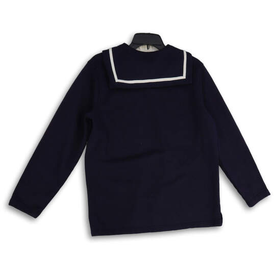 Womens Navy Long Sleeve Sailor Collar Pullover Sweater Size Large image number 2