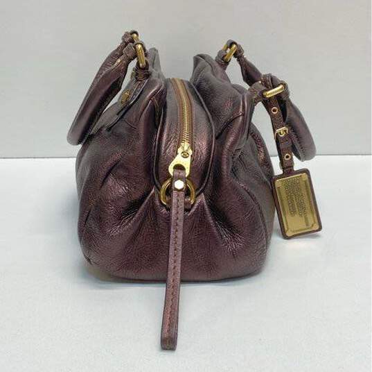 Marc by Marc Jacobs Leather Classic Q Satchel Metallic Burgundy image number 6
