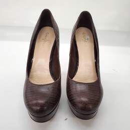 Cole Haan Women's Croc Embossed Brown Leather Pumps Size 7B