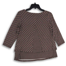 Womens Red Black Geometric Round Neck Tunic Blouse Top Size XS alternative image