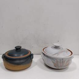 2pc Set of Studio Art Pottery Casserole Dishes w/Lids