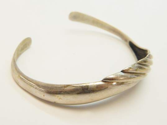 Artisan Sterling Silver Modernist Rippled Cuff Bracelet 16.2g image number 1