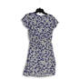 NWT Womens Blue White Floral V-Neck Knee Length Blouson Dress Size Medium image number 2
