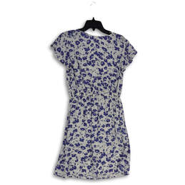 NWT Womens Blue White Floral V-Neck Knee Length Blouson Dress Size Medium alternative image