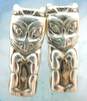 Sterling Silver Kabana Totem Earrings & White Jade Swirl Ring 15.5g image number 3