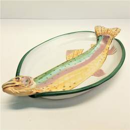 Allen & Smith Sculpted Fish Platter Ceramic Pottery Trout alternative image