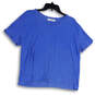 Womens Blue Round Neck Cap Sleeve Pullover Cropped T-Shirt Size Medium image number 1