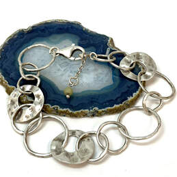 Designer Silpada 925 Sterling Silver Hammered Circle Link Chain Bracelet