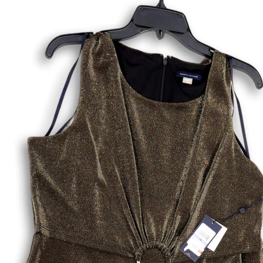 NWT Womens Black Gold Velvet Sleeveless Back Zip Fit & Flare Dress Size 18 image number 3