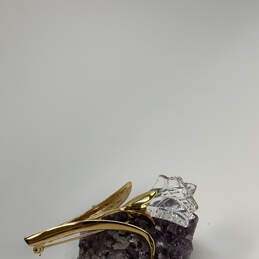 Designer Swarovski Gold-Tone Crystal Clear Lily Tulip Flower Brooch Pin alternative image