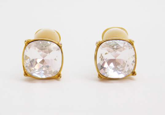 Vintage Kenneth Jay Lane Icy Rhinestone & Gold Tone Clip-On Earrings 7.1g image number 5