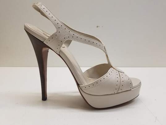 Yves Saint Laurent Stringback White Heels Women's Size 38 (Authenticated) image number 1